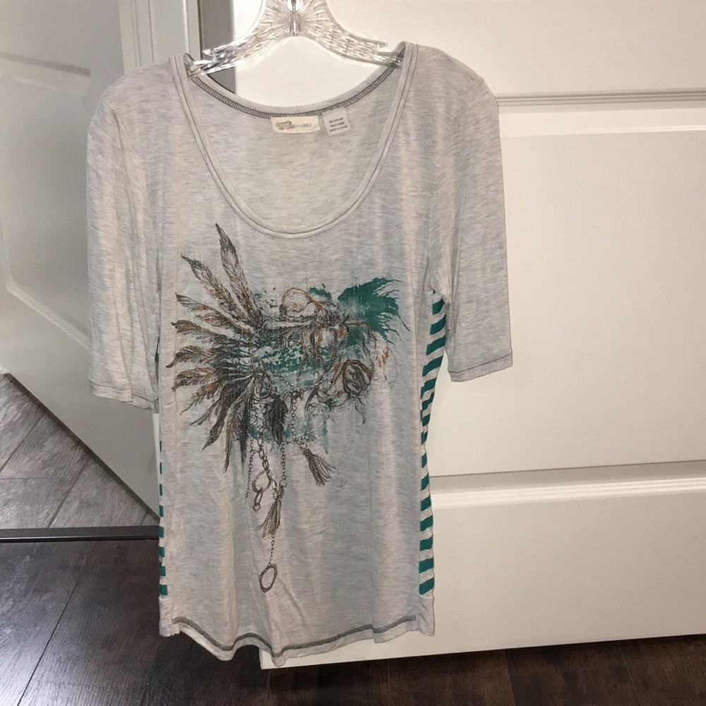 Miss Me top size L gray and green
